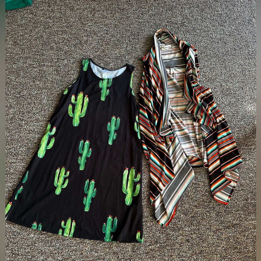 Vest shawl and tank dress